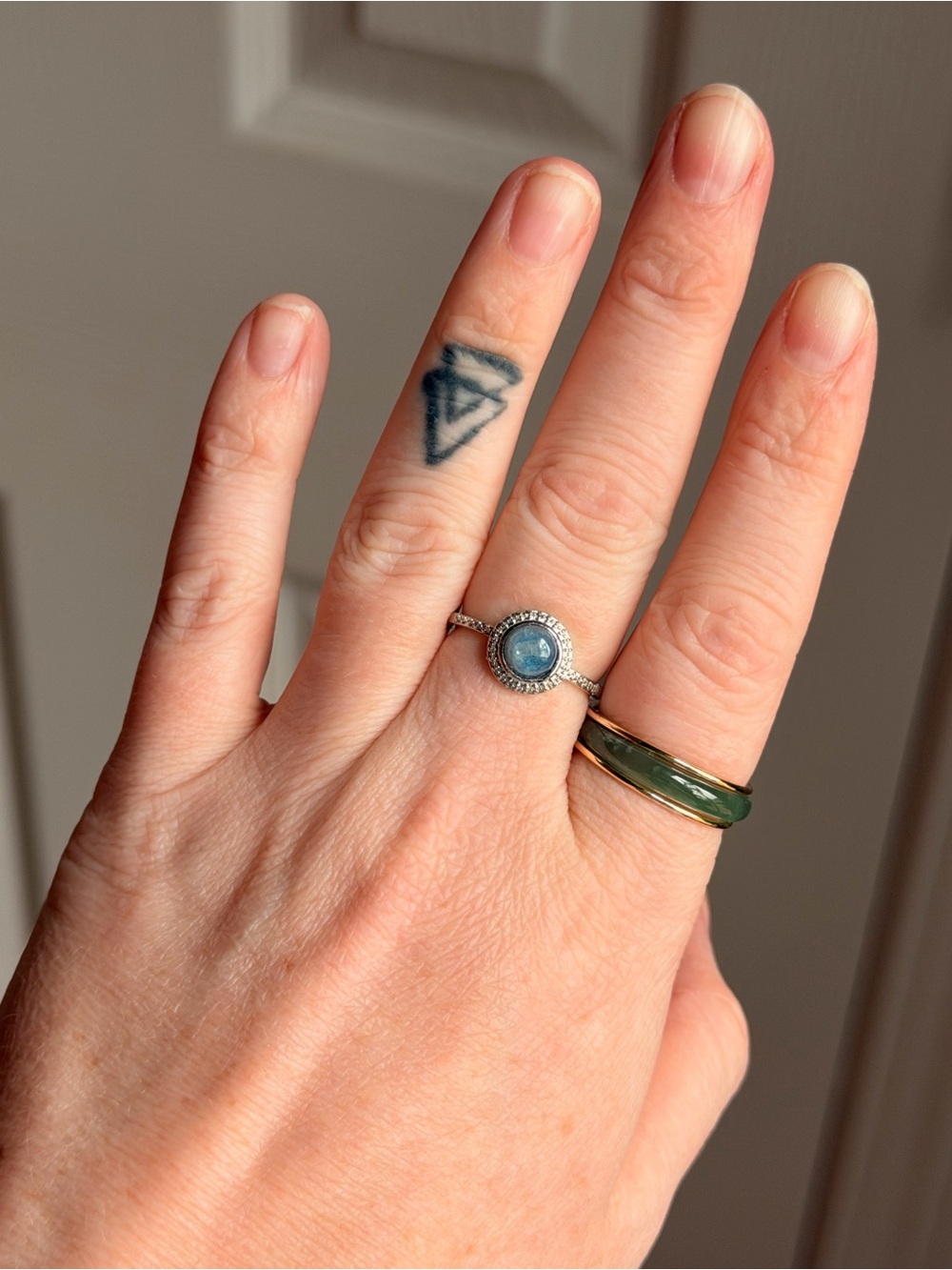 Silver Plated Kyanite Gem Halo Ring - Blue